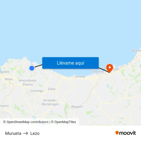 Murueta to Lezo map