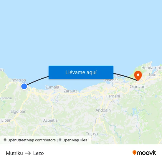 Mutriku to Lezo map