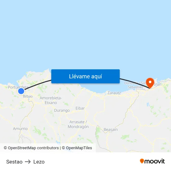 Sestao to Lezo map