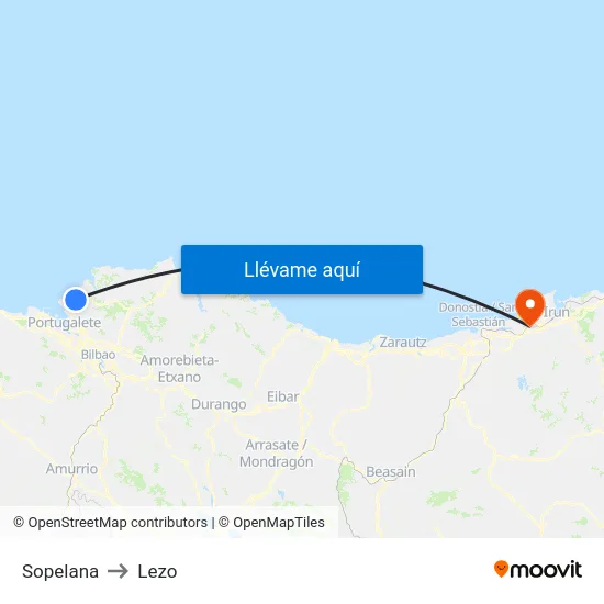 Sopelana to Lezo map