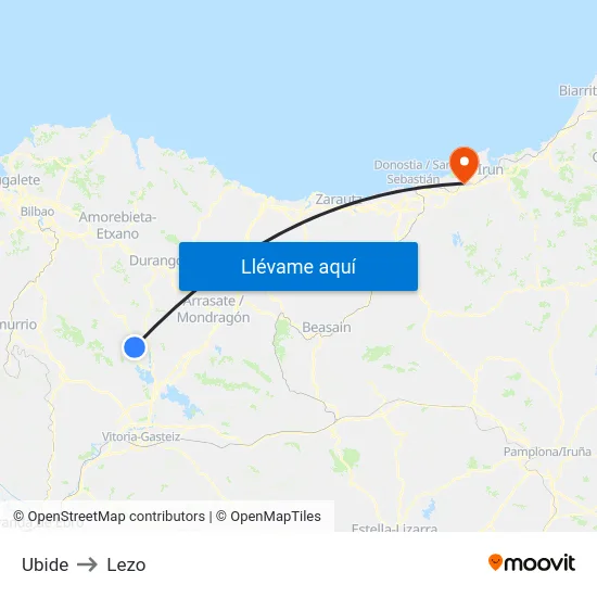 Ubide to Lezo map