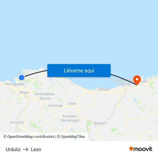 Urduliz to Lezo map