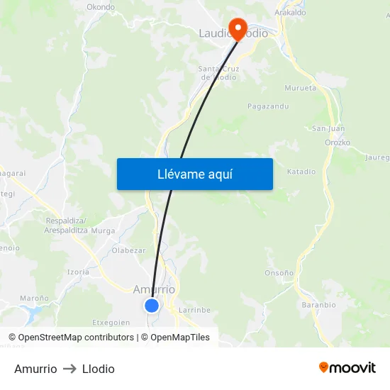 Amurrio to Llodio map