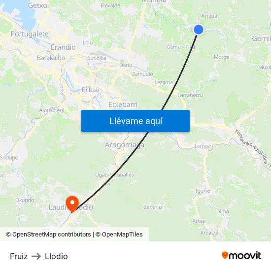 Fruiz to Llodio map