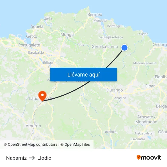 Nabarniz to Llodio map