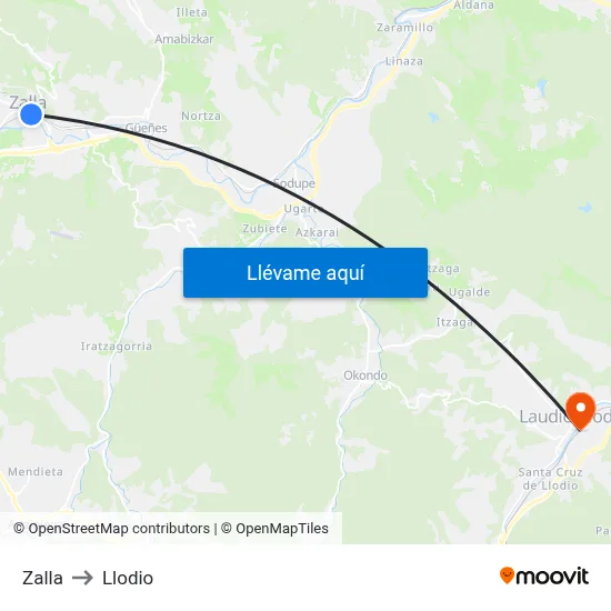 Zalla to Llodio map