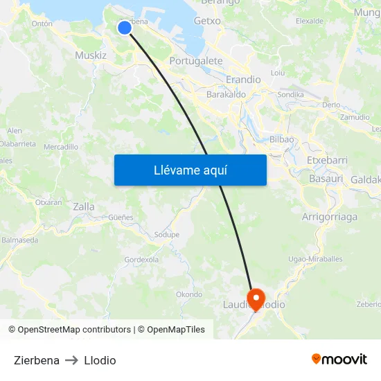 Zierbena to Llodio map