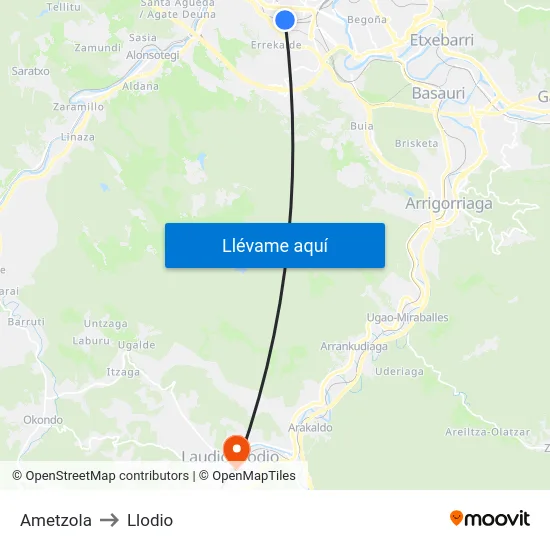 Ametzola to Llodio map