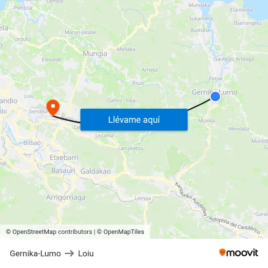 Gernika-Lumo to Loiu map
