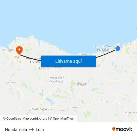 Hondarribia to Loiu map