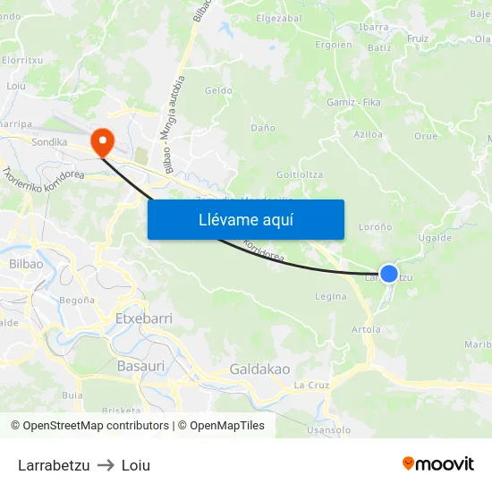 Larrabetzu to Loiu map