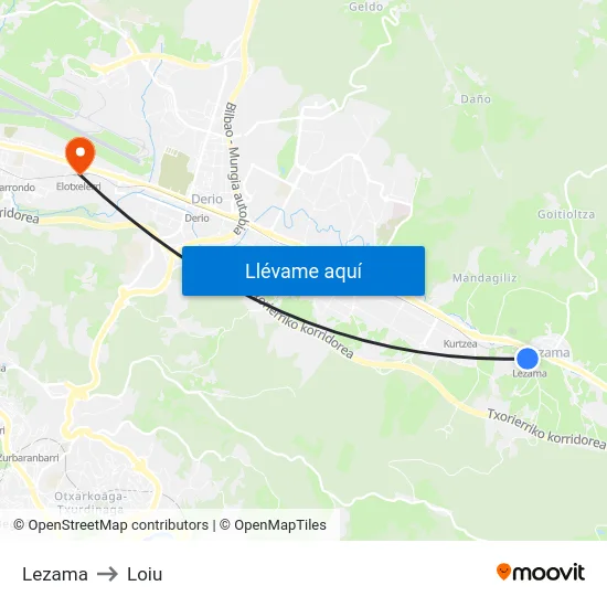 Lezama to Loiu map