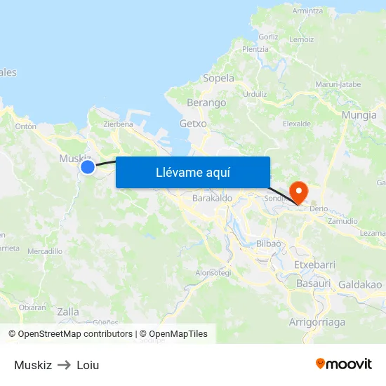 Muskiz to Loiu map