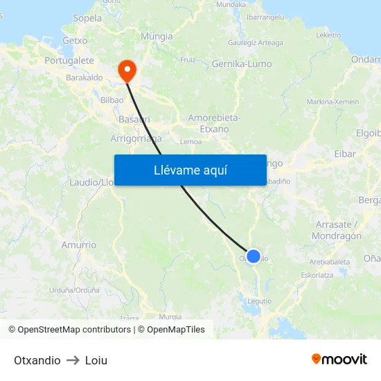 Otxandio to Loiu map