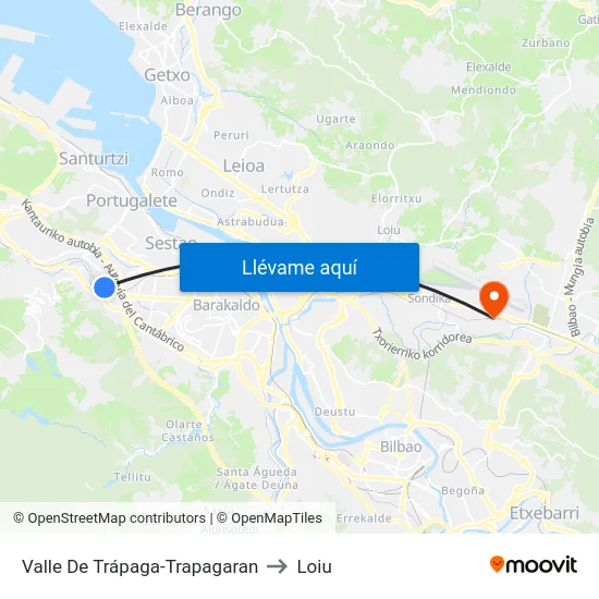 Valle De Trápaga-Trapagaran to Loiu map