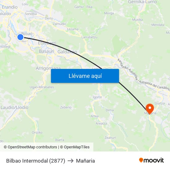 Bilbao Intermodal (2877) to Mañaria map
