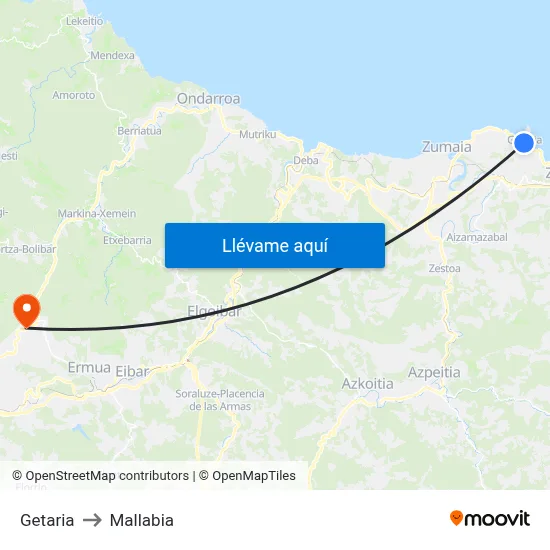 Getaria to Mallabia map