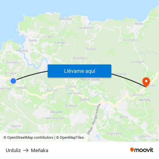 Urduliz to Meñaka map