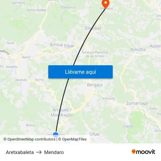 Aretxabaleta to Mendaro map