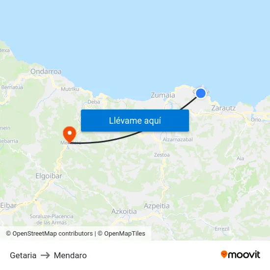 Getaria to Mendaro map