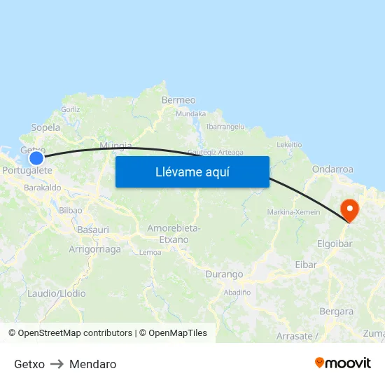 Getxo to Mendaro map