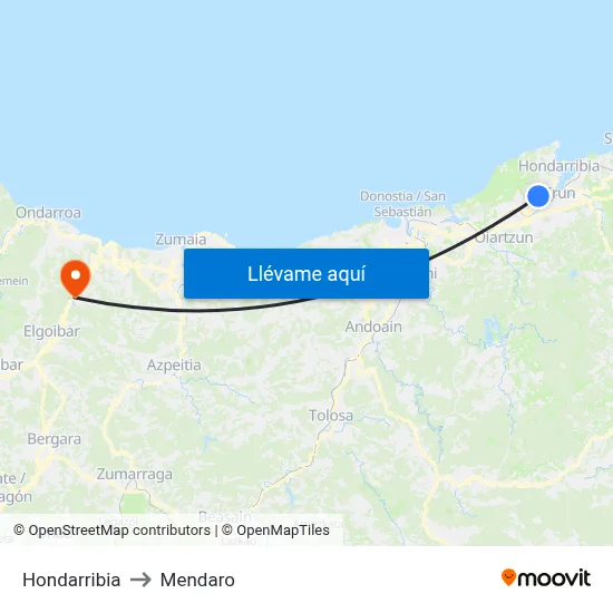 Hondarribia to Mendaro map