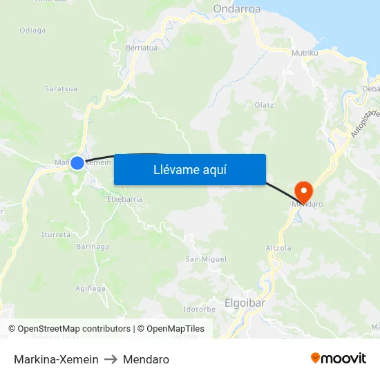 Markina-Xemein to Mendaro map