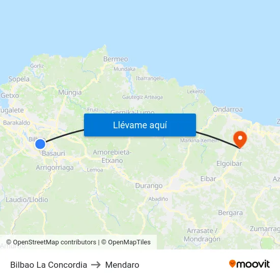 Bilbao La Concordia to Mendaro map