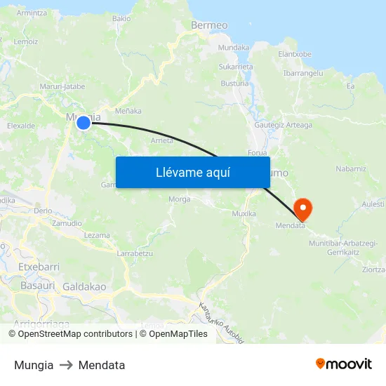 Mungia to Mendata map