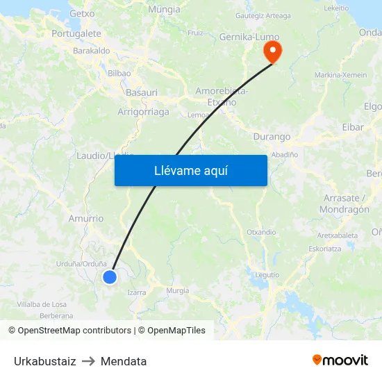Urkabustaiz to Mendata map