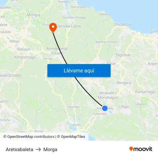 Aretxabaleta to Morga map