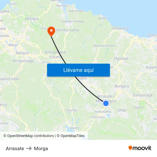 Arrasate to Morga map