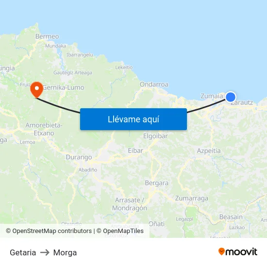 Getaria to Morga map