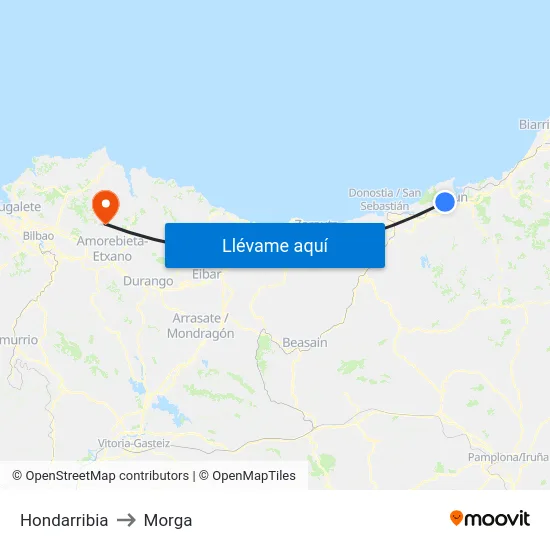 Hondarribia to Morga map