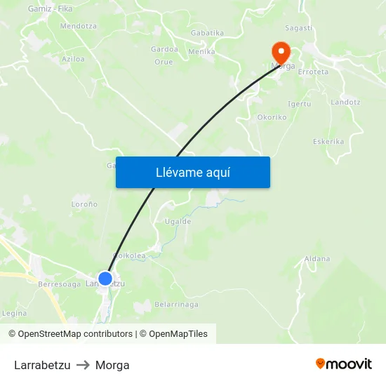 Larrabetzu to Morga map