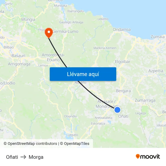 Oñati to Morga map