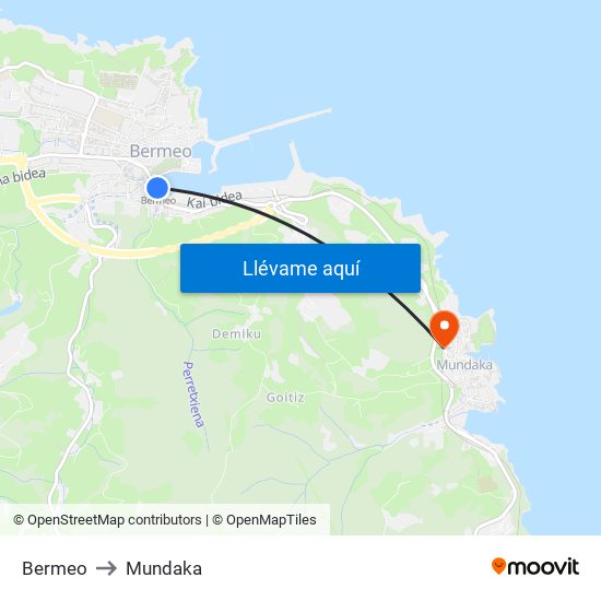 Bermeo to Mundaka map