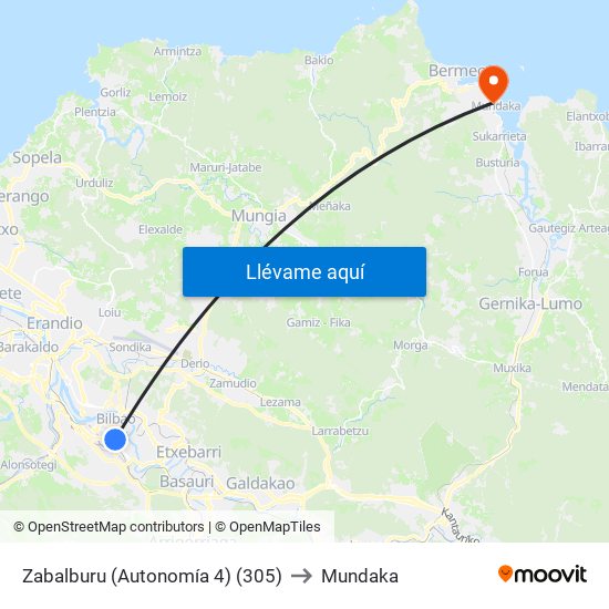 Zabalburu (Autonomía 4) (305) to Mundaka map