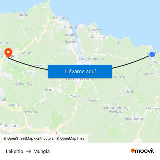 Lekeitio to Mungia map
