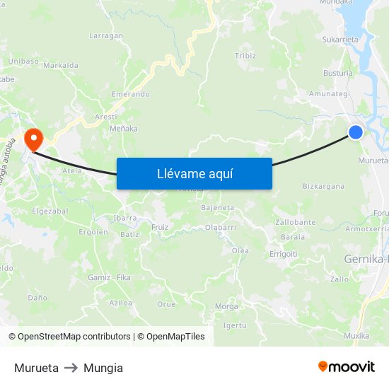 Murueta to Mungia map