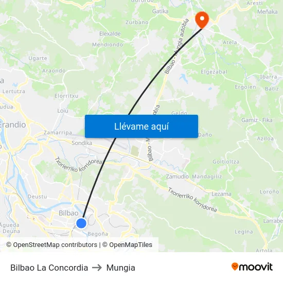 Bilbao La Concordia to Mungia map