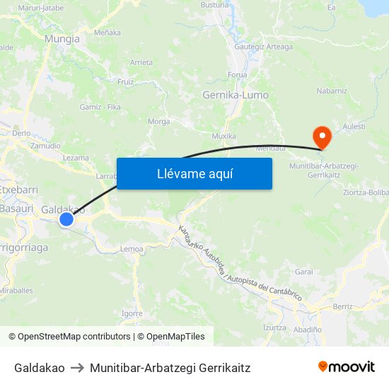 Galdakao to Munitibar-Arbatzegi Gerrikaitz map