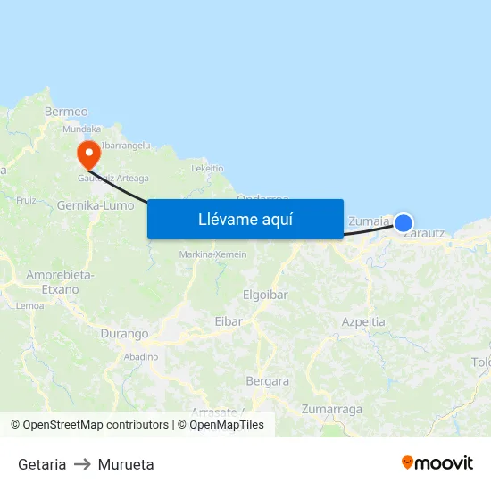 Getaria to Murueta map