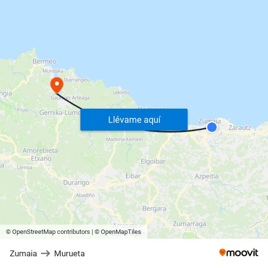 Zumaia to Murueta map