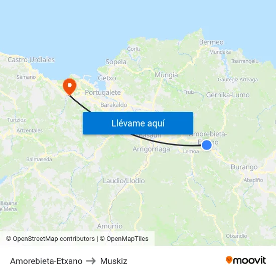 Amorebieta-Etxano to Muskiz map