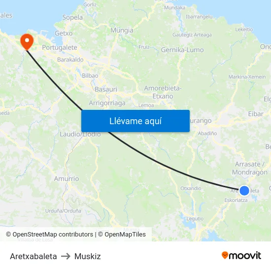 Aretxabaleta to Muskiz map