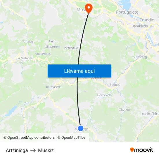 Artziniega to Muskiz map
