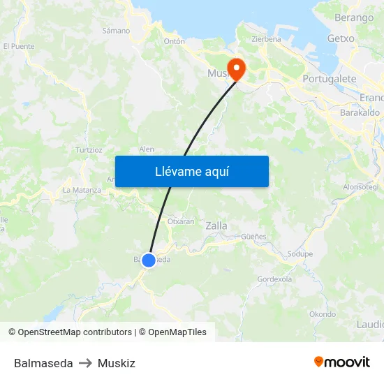 Balmaseda to Muskiz map