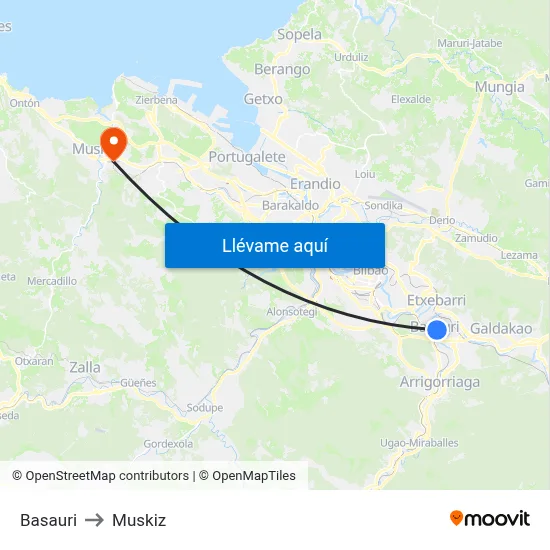 Basauri to Muskiz map