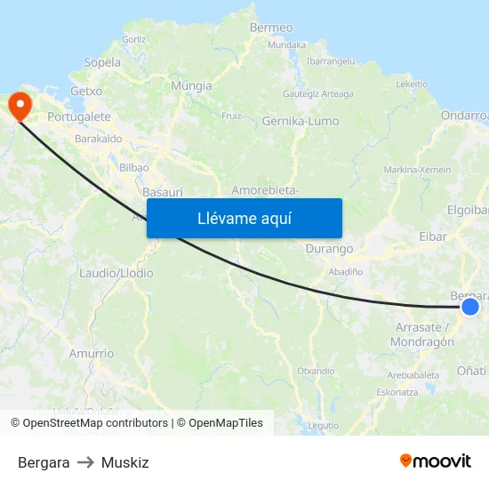 Bergara to Muskiz map